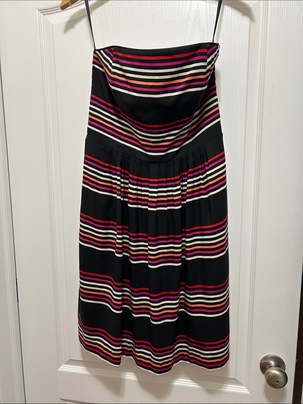 White House Black Market Black Dress with Pink & Orange Trim
